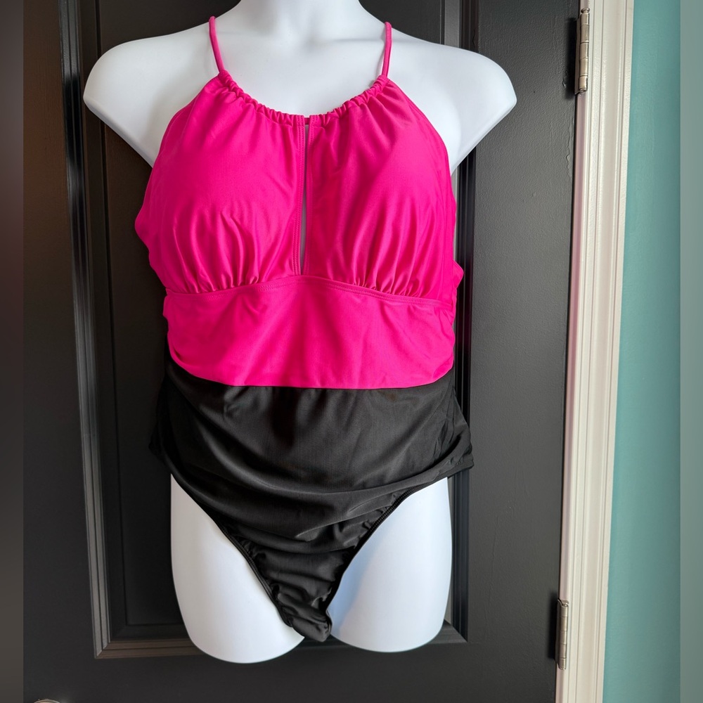 One piece Shein Pink and Black Swimsuit
